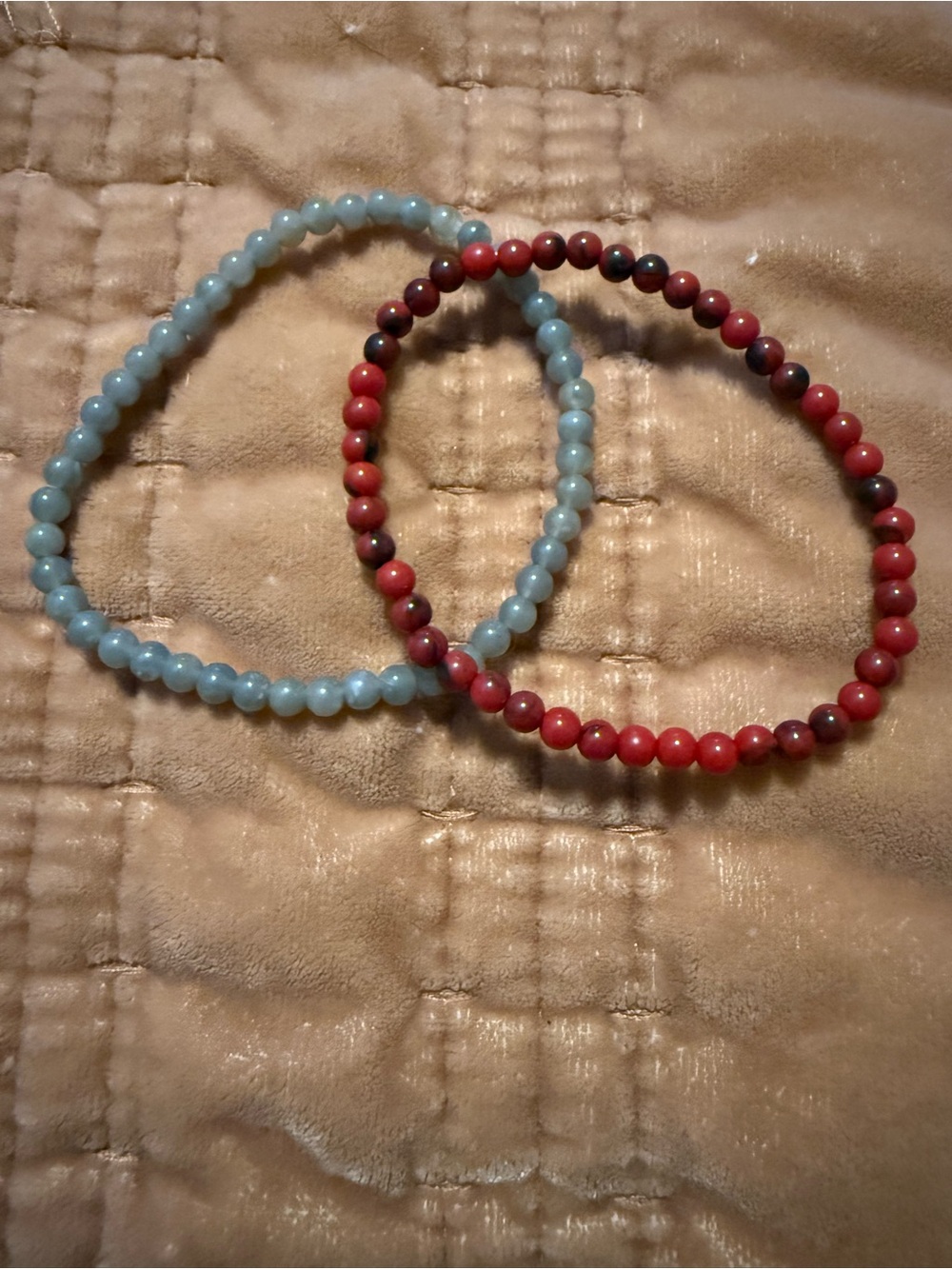 Beaded Stretch Bracelets - Grey & Red - set of 2